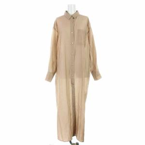 20SS シアーシャツワンピース ロング マキシ シースルー 長袖 38 M 茶 ブラウン