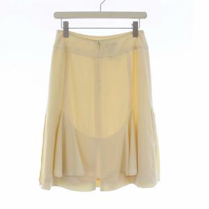 CHANEL 00A ヴィンテージ バックダブルフリル フレアスカート ひざ丈 ロゴプレート 40 L アイボリー P16507V06371