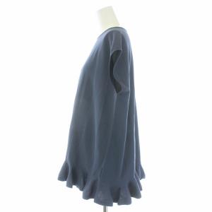 IENA 22SS コットンストレッチ 裾ラッフルプルオーバー ニット ネイビー