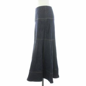 ANAYI 21SS デニムライクロングスカート フレア 38 M 紺 ネイビー