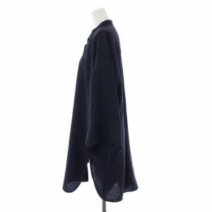 ENFOLD 22SS リネンライク 2WAY OPEN SHIRT バンドカラー シャツ M 紺 