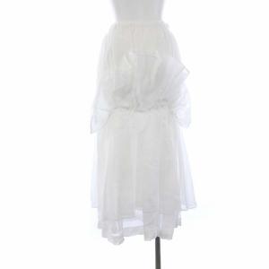 ENFOLD 20AW シア?コットン ドローストリングティアードスカート ロング フレア ウエストゴム 36 S 白 ホワイト