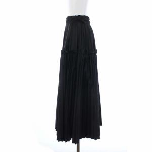 ENFOLD 22AW SOLOTEX SATIN PLEATS SK プリーツスカート 36 黒