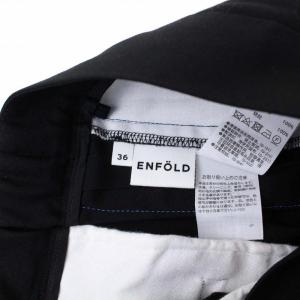 ENFOLD 21AW ドライウール ラインストレートTROUSERS ワイドパンツ スラックス イージー ハイウエスト 36 S ブラック