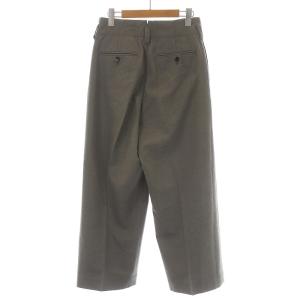 MARGARET HOWELL 19AW ワイドパンツ スラックス センタープレス ウール 3 グレージュ