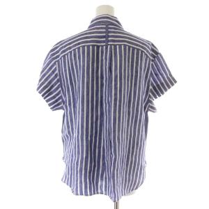 MARGARET HOWELL 22SS WIDE STRIPE LINEN ブラウス シャツ 半袖 ストライプ リネン 1 ホワイト ブルー