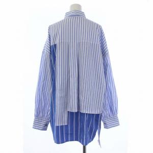 ENFOLD 22SS JOYCEストライプ アシンメサークルSHIRT ブラウス 38 青 ホワイト