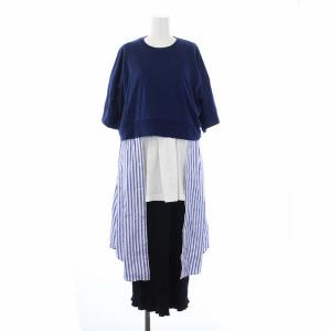 22SS クラシック天竺 スタイルデザインDRESS セットアップ ワンピース 36 紺