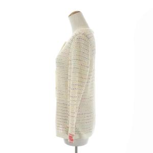 LEONARD ファッション FASHION カーディガン ニット 長袖 花柄 LL アイボリー 紫 パープル ピンク マルチカラー