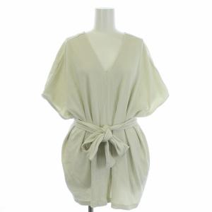 RHC カットソー リブ Vネック ノースリーブ リボン アイボリー