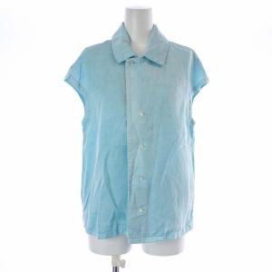 17SS CAP SLEEVE BLOUSE OVER DYED TWILL カットソー シャツ ノースリーブ S 水色 ライトブルー