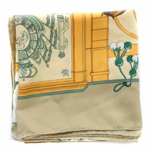 HERMES カレ90 王立アンダルシア馬術学校 スカーフ ベージュ イエロー