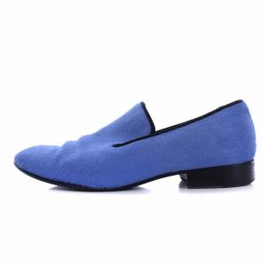 CELINE フィービー期 ハラコ オペラシューズ チャンキーヒール 37.5 ブルー