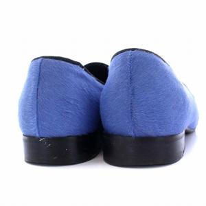 CELINE フィービー期 ハラコ オペラシューズ チャンキーヒール 37.5 ブルー