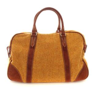 ETRO ボストンバッグ ショルダー チェック スエード オレンジ ブラウン