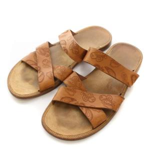 ETRO サンダル クロス レザー ペイズリー柄 シューズ 45 ブラウン