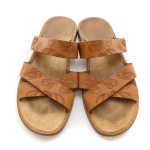 ETRO サンダル クロス レザー ペイズリー柄 シューズ 45 ブラウン