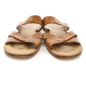 ETRO サンダル クロス レザー ペイズリー柄 シューズ 45 ブラウン