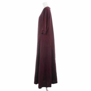 ENFOLD 22AW シルケット天竺 アシンメ5分袖DRESS ロングワンピース M ボルドー