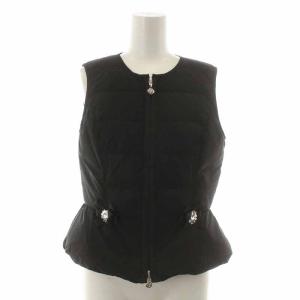 近年モデル ダウンベスト ビジュー装飾 グログラン ブラック