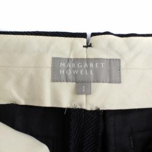 MARGARET HOWELL ワイドパンツ ボタンフライ ウール リネン ブラック