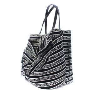 EPOCA 19SS レタリング ジャガード ツイスト ハンドバッグ 総柄 レザー ブラック