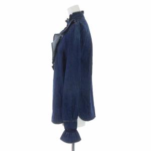 STELLA McCARTNEY デニムシャツ ブラウス フリル レース 長袖 34 ネイビー