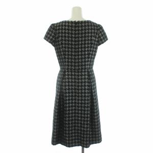 M'S GRACY ワンピース ひざ丈 半袖 総柄 38 M 黒 ブラック シルバー