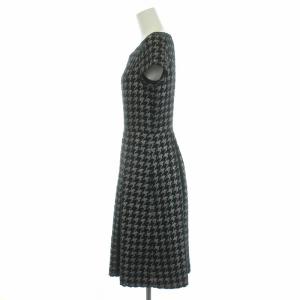 M'S GRACY ワンピース ひざ丈 半袖 総柄 38 M 黒 ブラック シルバー