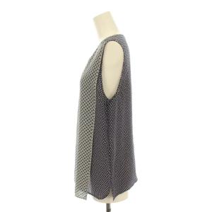 STELLA McCARTNEY ブラウス シャツ プルオーバー シルク100% シフォン ノースリーブ 総柄 ハンガリー製 40 L 紺 ネイビー グレー