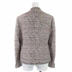 Leilian ツイードジャケット ノーカラージャケット ミドル丈 リネン混 11 ピンク