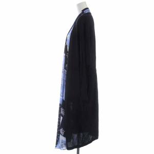 GRACE CONTINENTAL 20SS ロングカーディガン 切替 花柄 長袖 36 ブラック ブルー