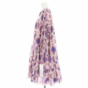 GRACE CONTINENTAL 20SS フレアワンピース ひざ丈 コットン スキッパー 花柄 長袖 36 ピンク