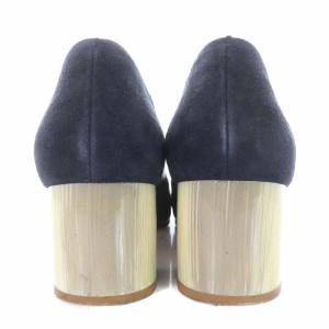 TORY BURCH パンプス レザー スエード 切替 ポインテッドトゥ チャンキーヒール 6.5M 23.5cm ネイビー