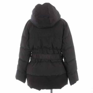 OLD ENGLAND ダウンジャケット ジップアップ ウール フード ベルト 38 M ブラウン