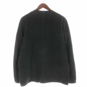 DANTON 18AW ノーカラーフリースジャケット カーディガン ロゴワッペン 40 M ブラック