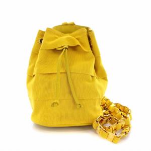 リュックサック デイパック バッグ 巾着 チェーン イエロー