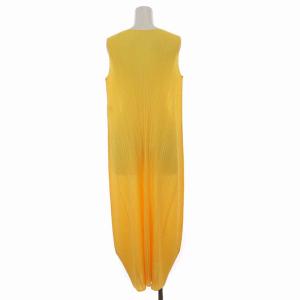 PLEATS PLEASE ISSEY MIYAKE イッセイミヤケ 19SS プリーツ ワンピース ロング ノースリーブ マキシ丈 2 イエロー