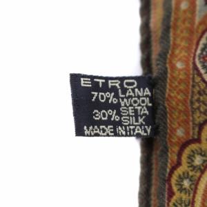 ETRO スカーフ ストール ペイズリー柄 ウール シルク イタリア製 ブラウン