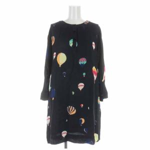 kate spade new york ストレートワンピース ひざ丈 気球柄 長袖 0 ブラック