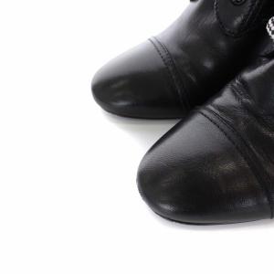 PRADA ショートブーツ チャンキーヒール レザー 黒 24.5cm