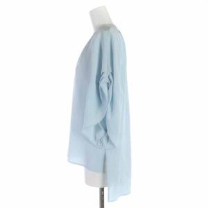 ADORE 19SS ポアリージョーゼットブラウス プルオーバー アシンメトリー 五分袖 38 M 水色