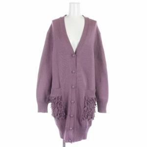 21SS 7GフリンジVネックロングカーディガン 紫