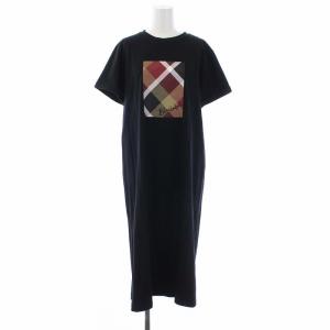 21AW クリア天竺カットソーワンピース 半袖 ロング プリント 38 ブラック