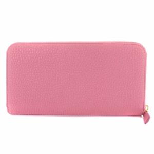 PRADA 長財布 ラウンドファスナー VITELLO GRAIN レザー ロゴ BEGONIA