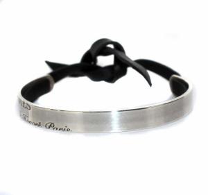 HERMES カルトゥーシュ バングル シルバー925 レザー 黒