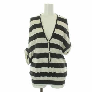 コムデギャルソン AD2007 カットソー Tシャツ ヘンリーネック 半袖 変形 アシンメトリー ボーダー S 黒 ブラック