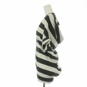 JUNYA WATANABE コムデギャルソン AD2007 カットソー Tシャツ ヘンリーネック 半袖 変形 アシンメトリー ボーダー S 黒 ブラック