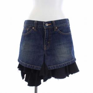 DENIM AD2007 再構築 ドッキングデニムスカート カットオフ SS インディゴ ブラック