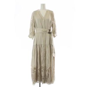 20SS カットワークティアードワンピース 36 ベージュ
